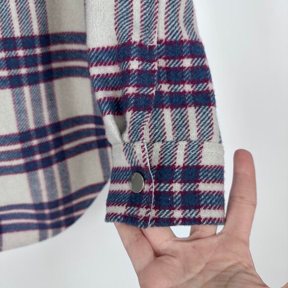 Joie Boyfriend Plaid Wool Blend Snap Front Shacket Jacket Womens XS - Picture 4 of 8